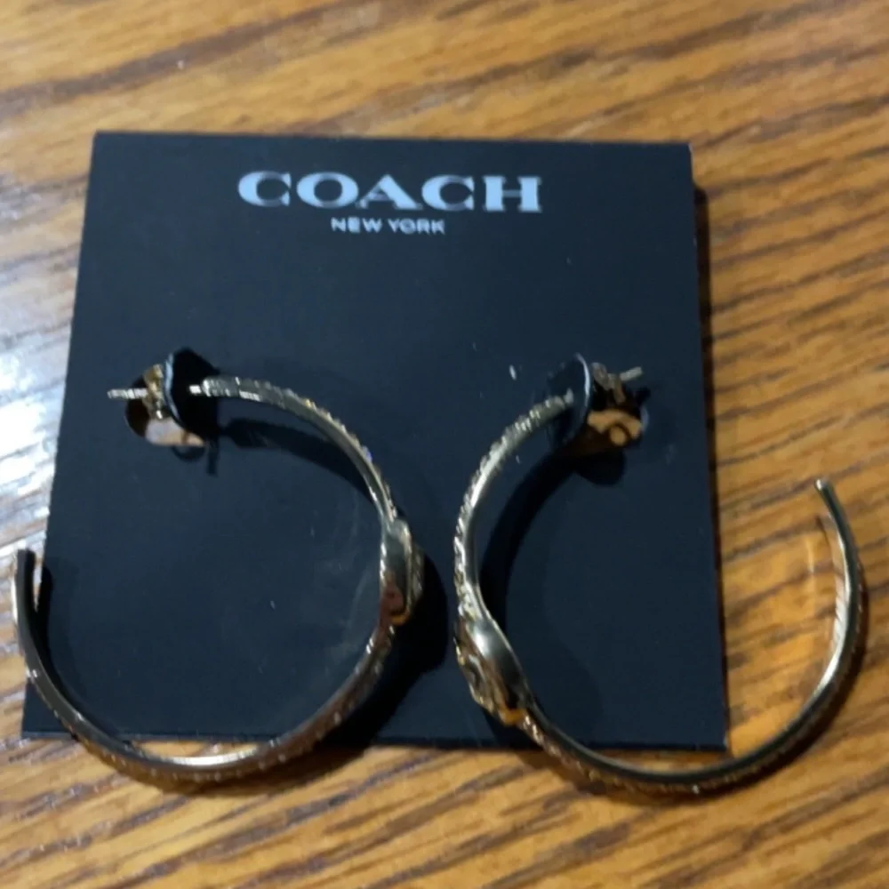 Coach Pavé Gold Large Hoop Earrings BRAND NEW
